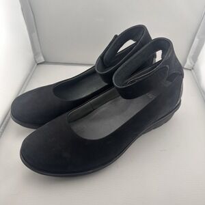 Dansko Lulu Mary Jane Shoes Womens EU 41 Black Nubuck Hook & Loop Strap Comfort